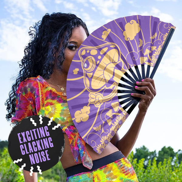 GloFX Festival Folding Fan - Mushroom