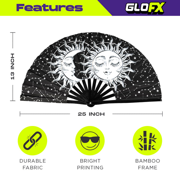 GloFX Festival Folding Fan - Sun & Moon