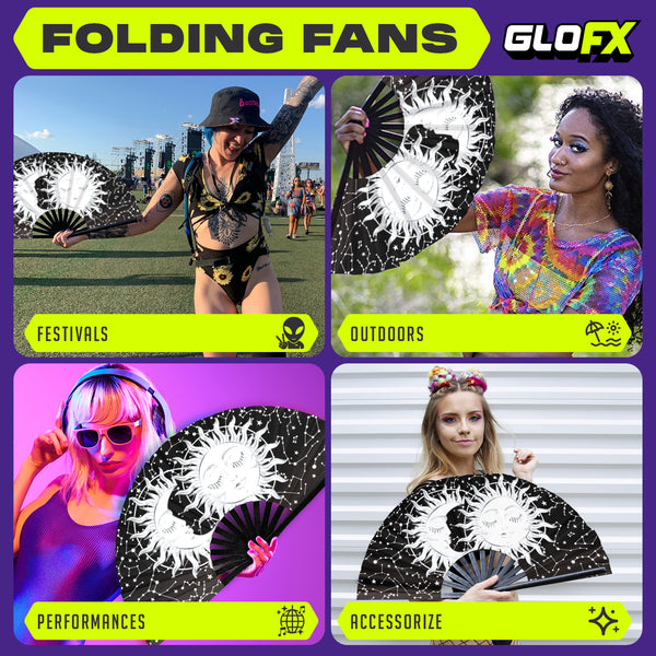 GloFX Festival Folding Fan - Sun & Moon