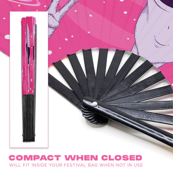 GloFX Festival Folding Fan - Pink Alien