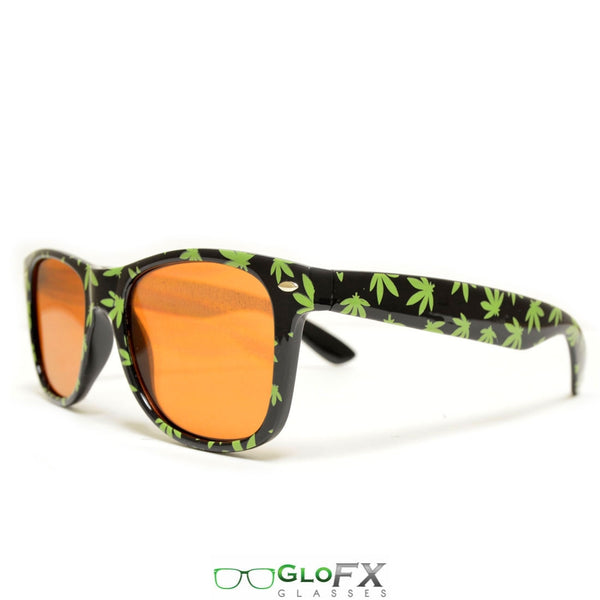 GloFX Pot Leaf Diffraction Glasses - Amber tinted