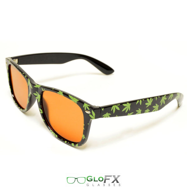 GloFX Pot Leaf Diffraction Glasses - Amber tinted