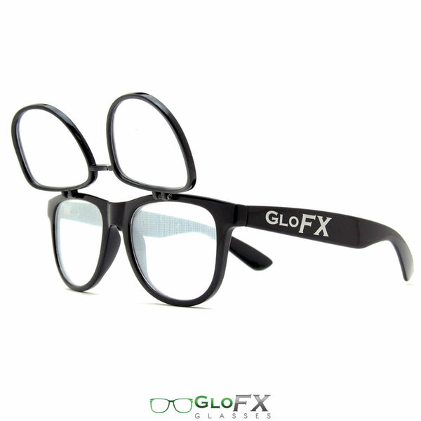 GloFX Spiral Flip Diffraction Glasses - Black