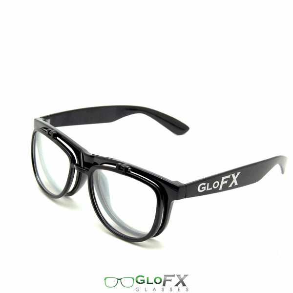 GloFX Spiral Flip Diffraction Glasses - Black