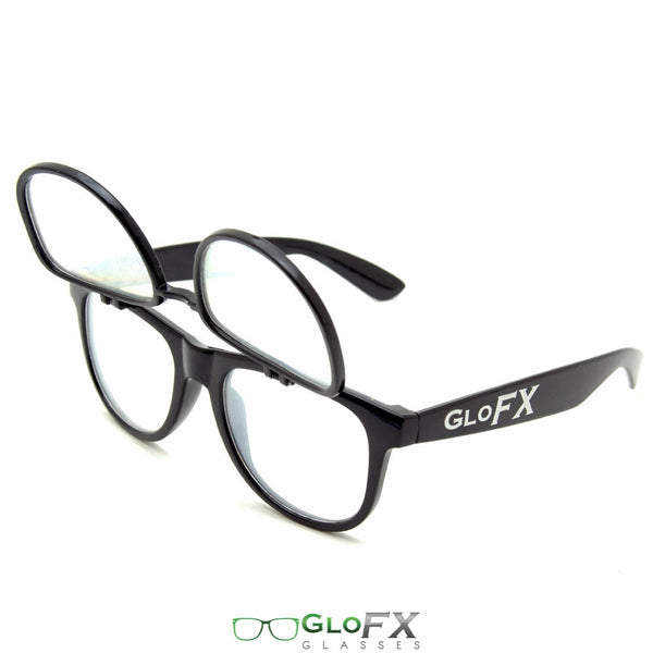 GloFX Spiral Flip Diffraction Glasses - Black