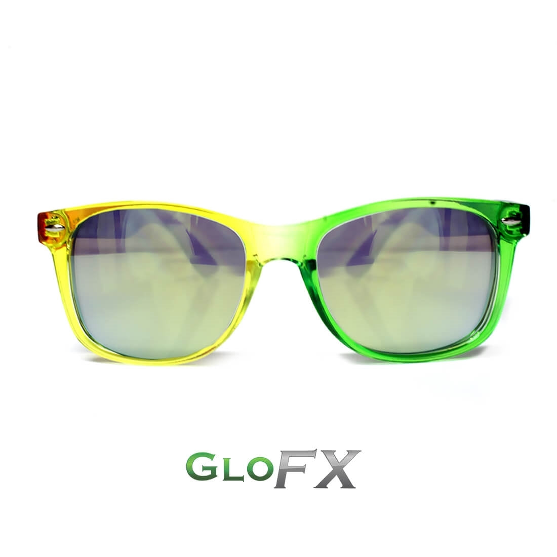 GloFX Transparent Rainbow Diffraction Glasses - Gold Mirror