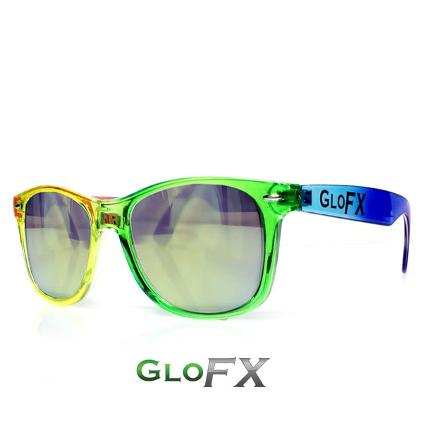 GloFX Transparent Rainbow Diffraction Glasses - Gold Mirror