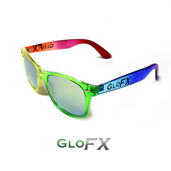 GloFX Transparent Rainbow Diffraction Glasses - Gold Mirror