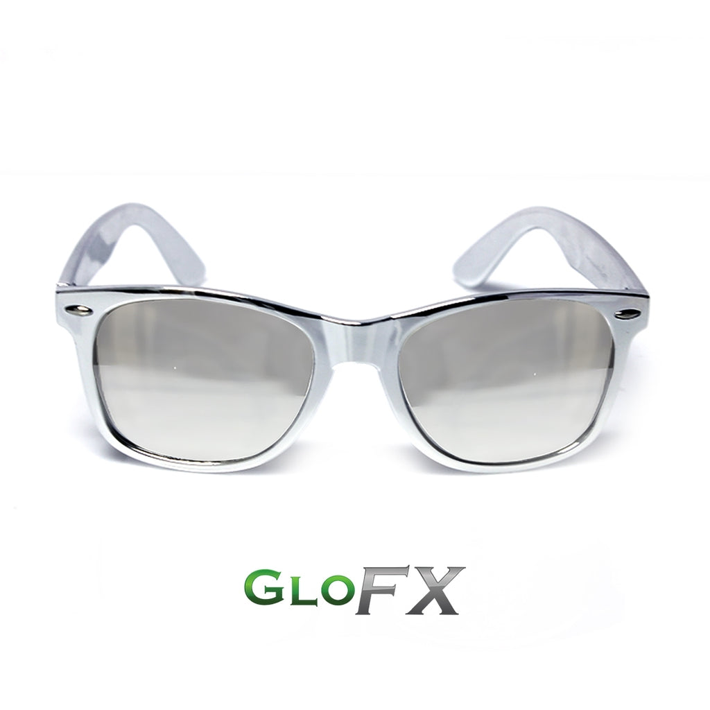 Glofx Chrome Diffraction Glasses Silver Mirror The Rave Cave