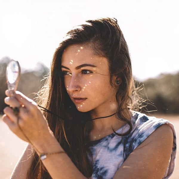 Kaleidoscope Crystal Monocle Necklace - Silver - Rainbow