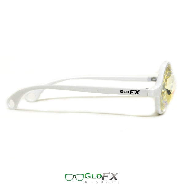 GloFX Kaleidoscope Glasses - White - Rainbow