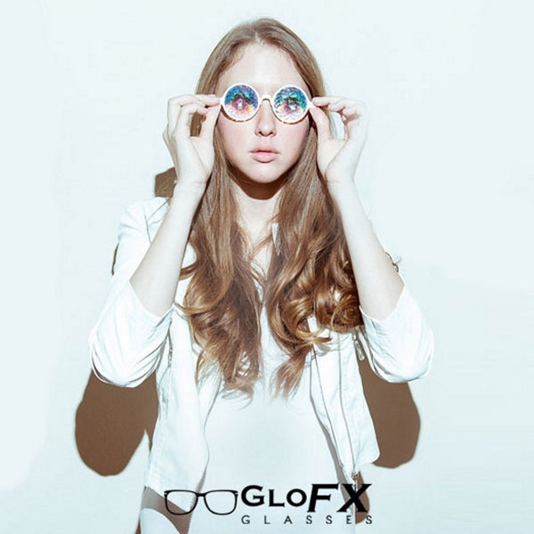 GloFX Kaleidoscope Glasses - White - Rainbow Fractal