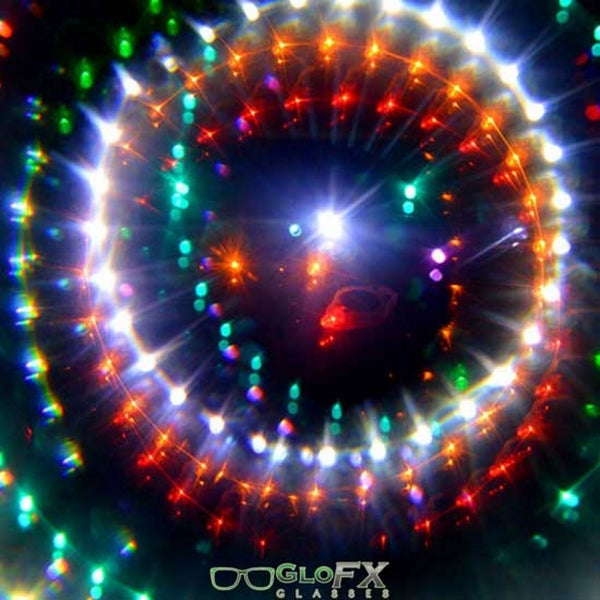GloFX Kaleidoscope Glasses - Black - Rainbow Wormhole