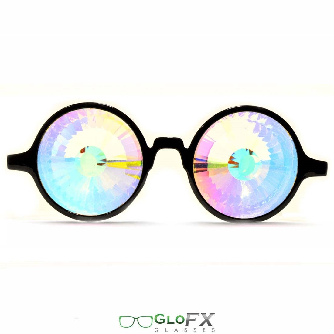 GloFX Kaleidoscope Glasses - Black - Rainbow Wormhole