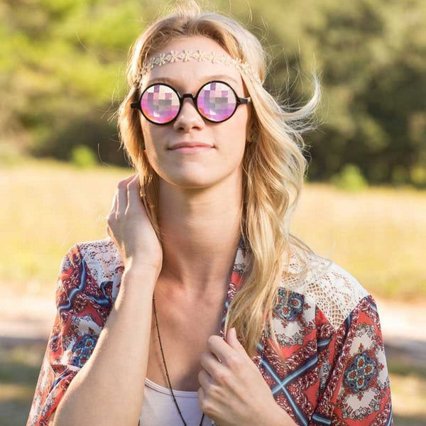 GloFX Kaleidoscope Glasses - Black - Rainbow Bug-Eye