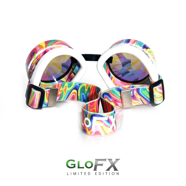 GloFX Kaleidoscope Goggles - Kandi Swirl - Rainbow Fractal