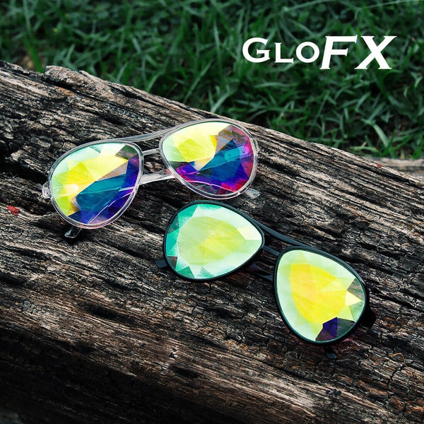 GloFX Aviator Kaleidoscope Glasses - Clear