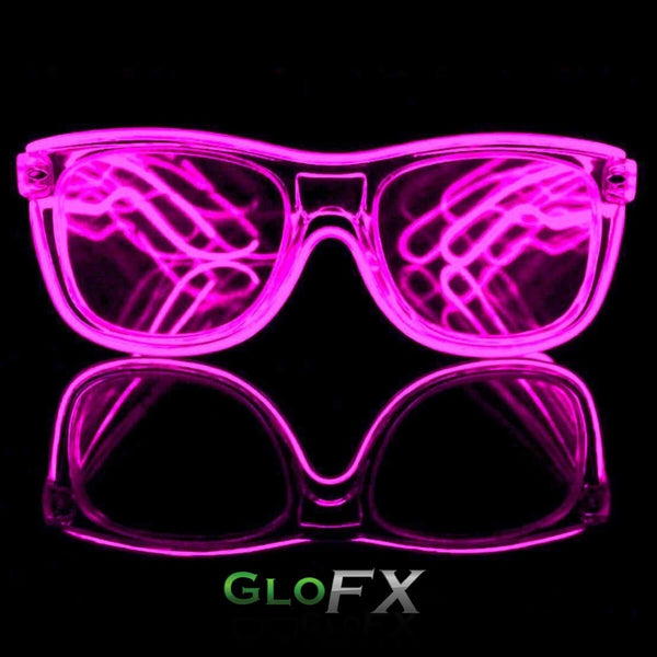 GloFX Ultimate Diffraction Glasses - Clear with Pink Luminescence