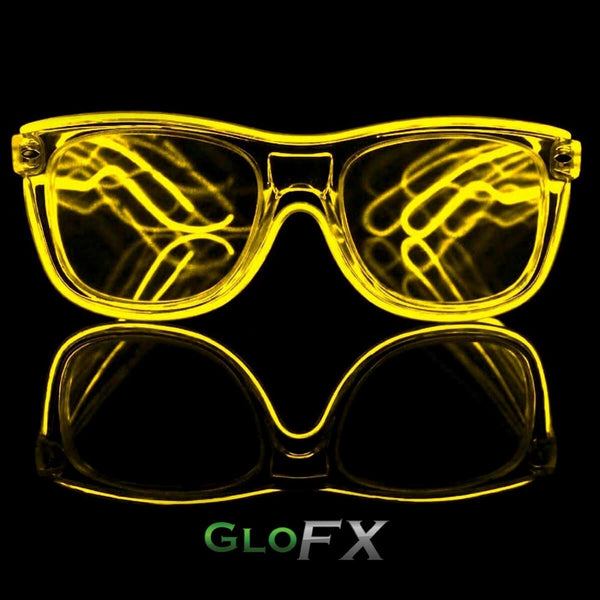 GloFX Ultimate Diffraction Glasses - Clear with Yellow Luminescence