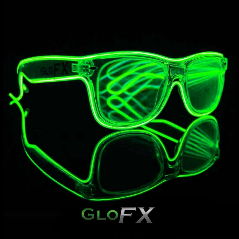 GloFX Ultimate Diffraction Glasses - Clear with Green Luminescence