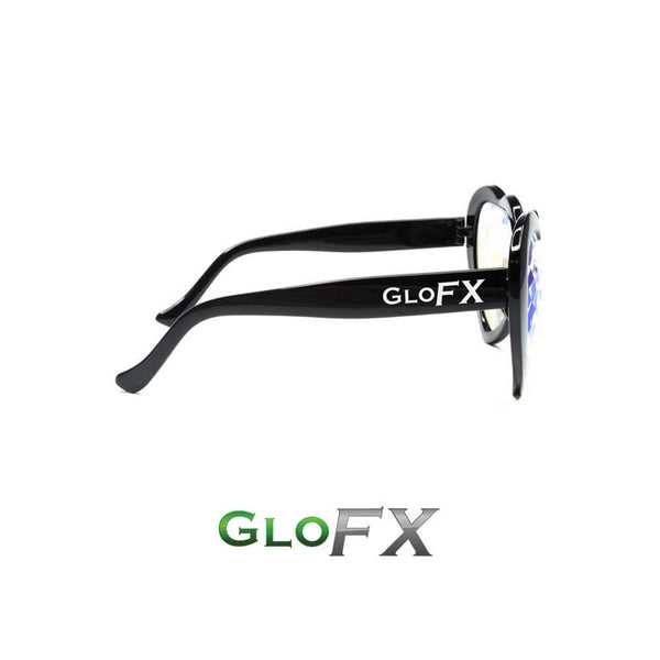 GloFX Heart Shaped Kaleidoscope Glasses - Black