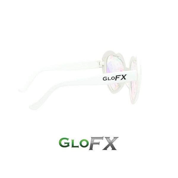 GloFX Heart Shaped Kaleidoscope Glasses - White