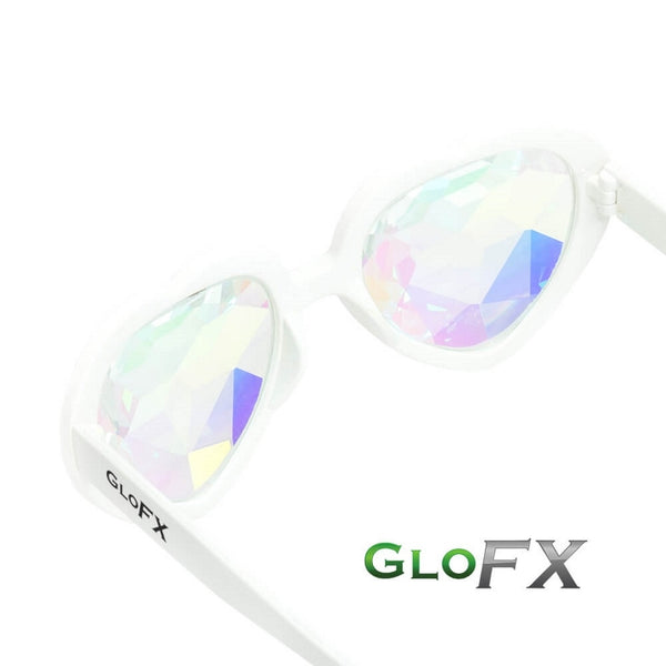 GloFX Heart Shaped Kaleidoscope Glasses - White