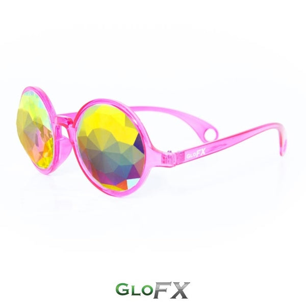 GloFX Kaleidoscope Glasses - Transparent Pink - Rainbow Fractal