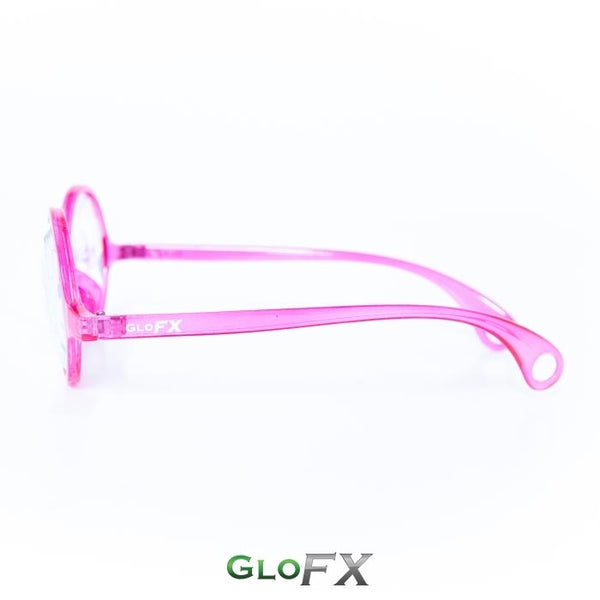 GloFX Kaleidoscope Glasses - Transparent Pink - Rainbow Fractal