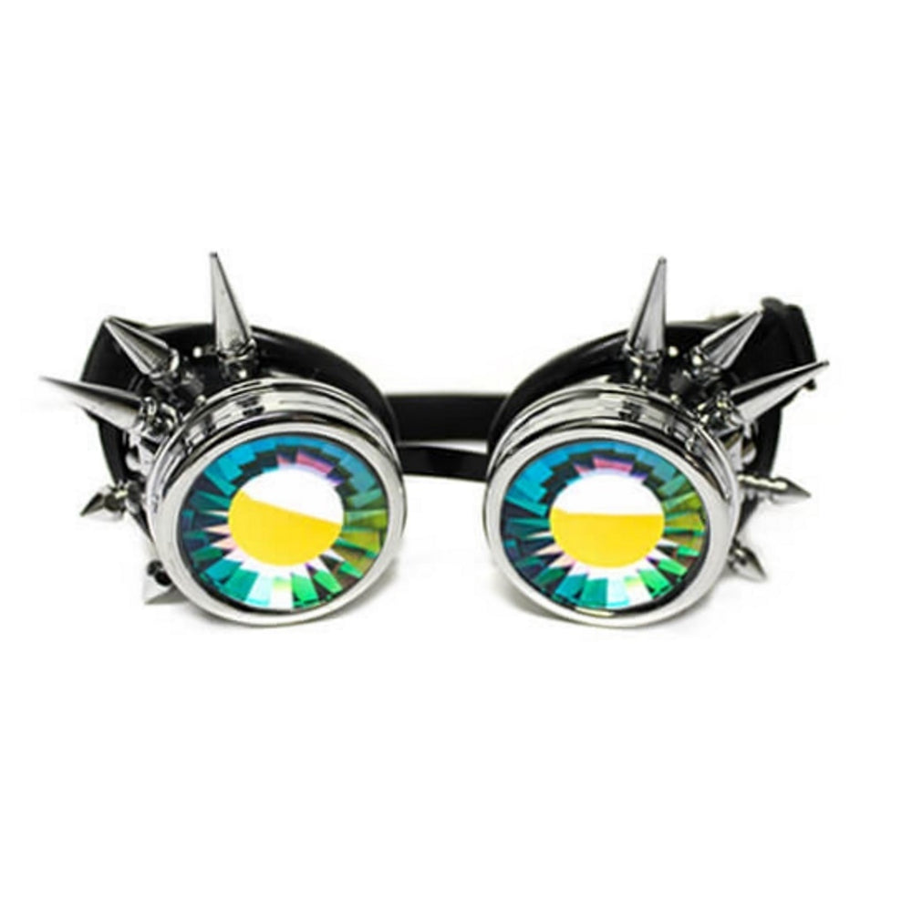GloFX Kaleidoscope Goggles - Chrome Spike - Rainbow Wormhole