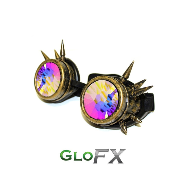 GloFX Kaleidoscope Goggles - Brass Spike - Rainbow Fractal