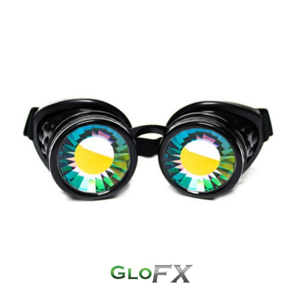 GloFX Kaleidoscope Goggles - Black - Rainbow Wormhole