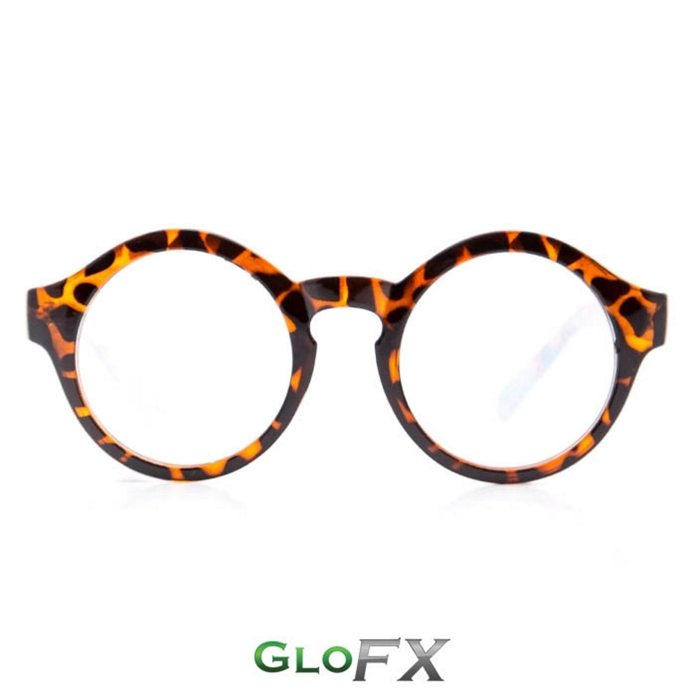 GloFX Round Tortoise Shell Diffraction Glasses - Clear