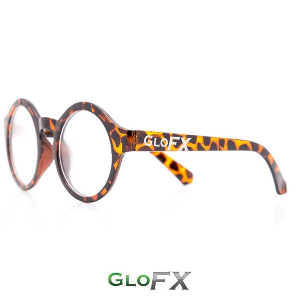 GloFX Round Tortoise Shell Diffraction Glasses - Clear