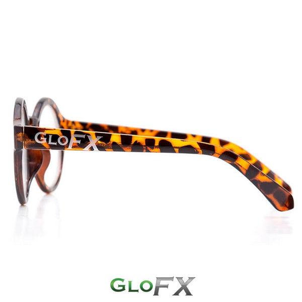GloFX Round Tortoise Shell Diffraction Glasses - Clear