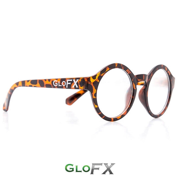 GloFX Round Tortoise Shell Diffraction Glasses - Clear