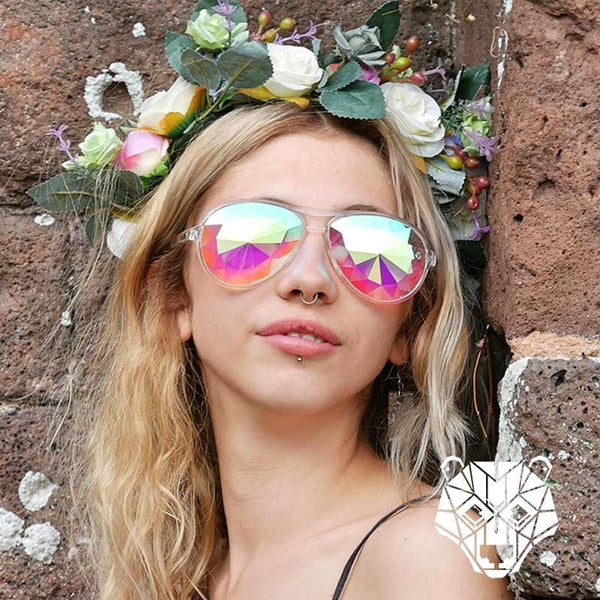 GloFX Aviator Kaleidoscope Glasses - Clear