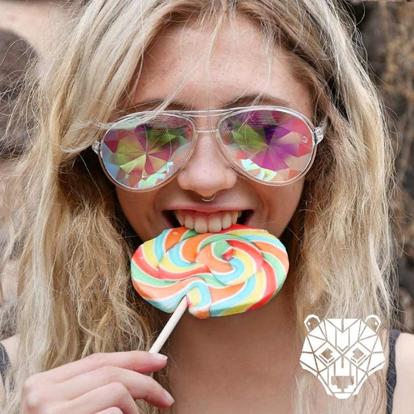 GloFX Aviator Kaleidoscope Glasses - Clear