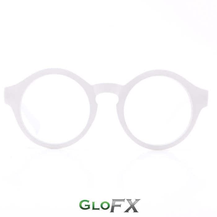 GloFX Round Diffraction Glasses - White - Clear