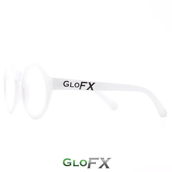 GloFX Round Diffraction Glasses - White - Clear