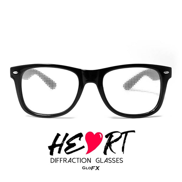 GloFX Heart Effect Diffraction Glasses – Black