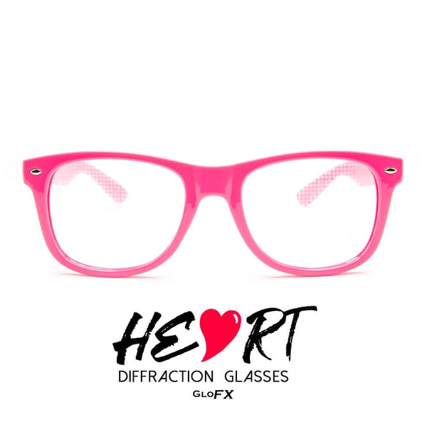 GloFX Heart Effect Diffraction Glasses – Pink