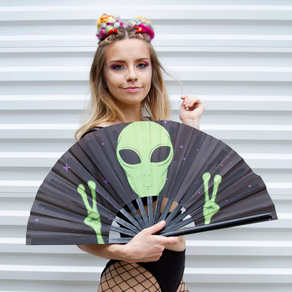 GloFX Festival Folding Fan - Alien