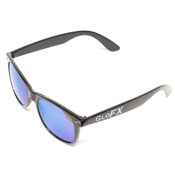 GloFX Diffraction Glasses - Black - Blue Mirror