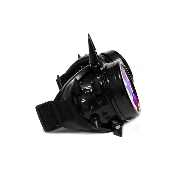 GloFX Kaleidoscope Goggles - Black Spike - Rainbow Fractal