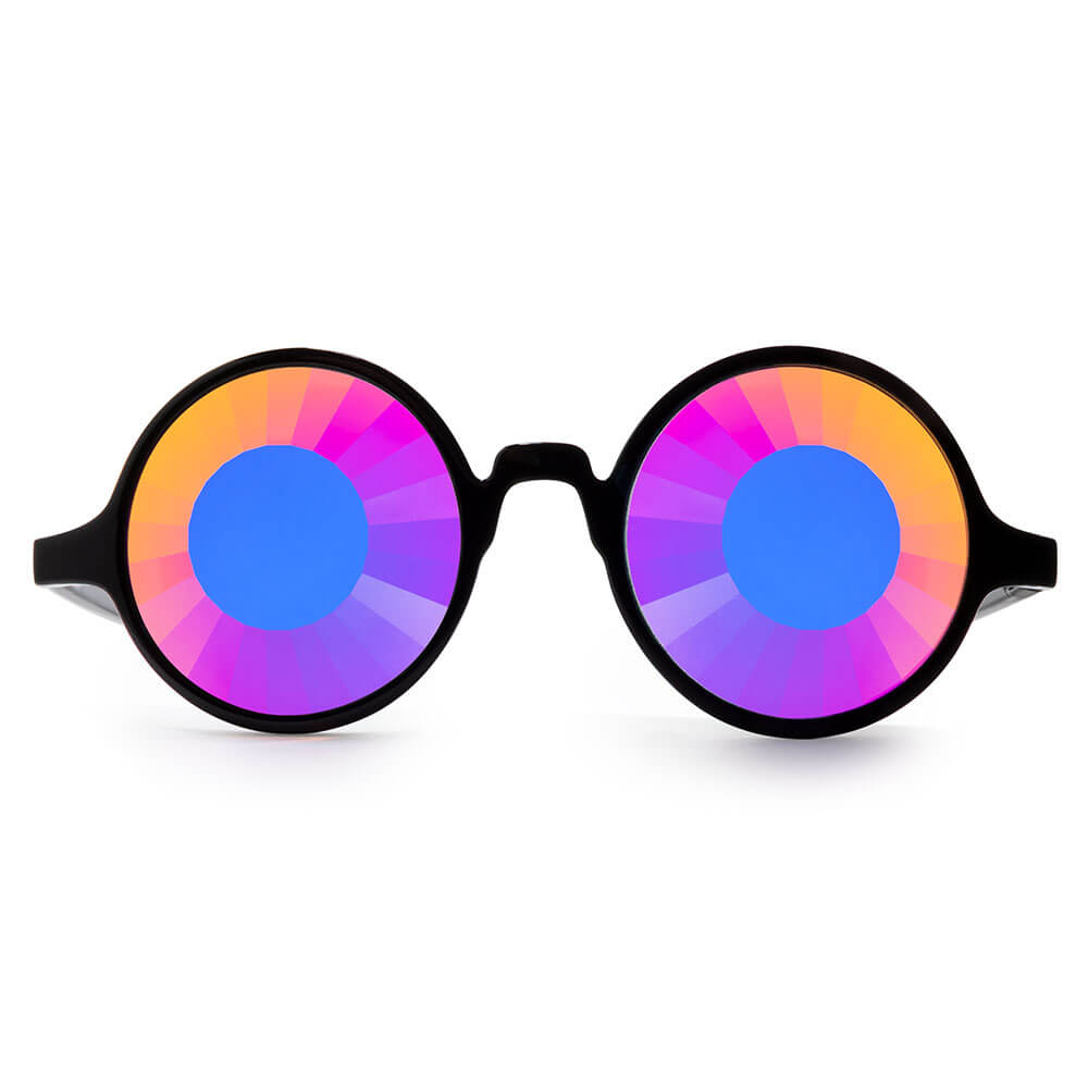 GloFX Kaleidoscope Glasses - Black - Wormhole Flat Back