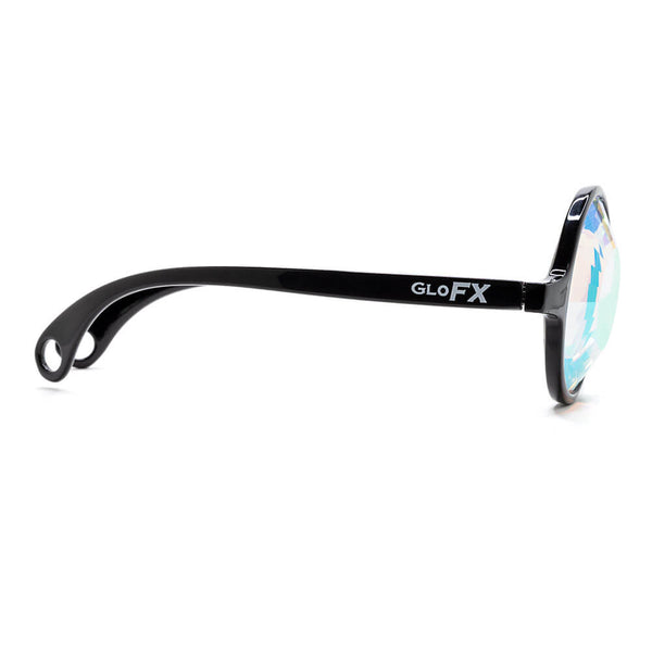 GloFX Kaleidoscope Glasses - Black - Wormhole Flat Back