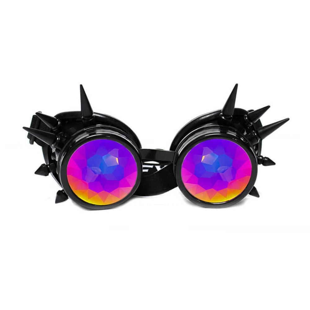 GloFX Kaleidoscope Goggles - Black Spike - Rainbow Fractal
