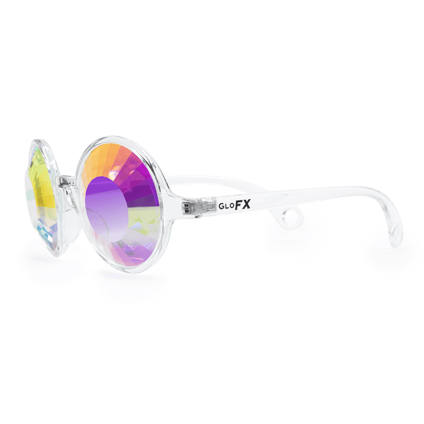 GloFX Kaleidoscope Glasses - Clear - Wormhole Flat Back