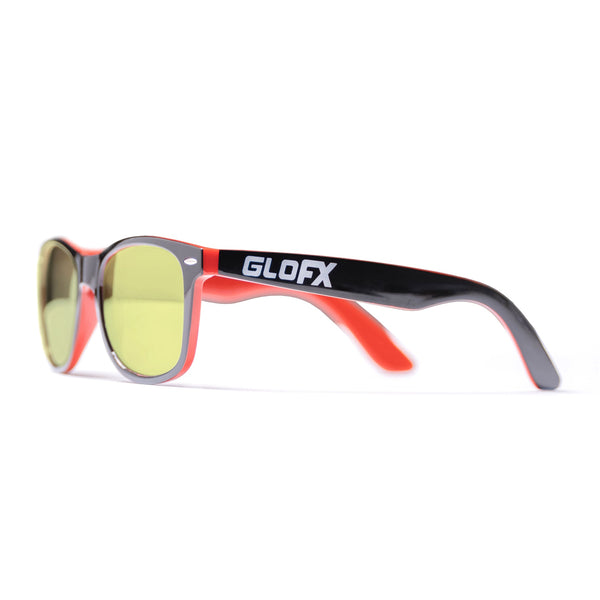 GloFX Diffraction Glasses - Red + Black - Gold Mirror